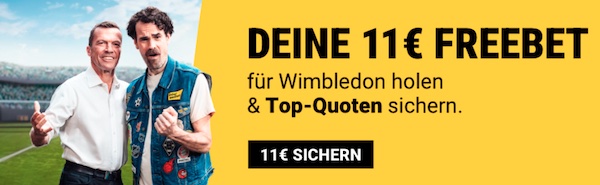 11€ Freebet für Neukunden zu den Wimbledon Championships