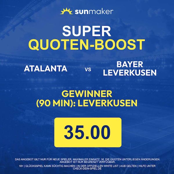 Sunmaker steigert Siegquote von Leverkusen auf 35.0!