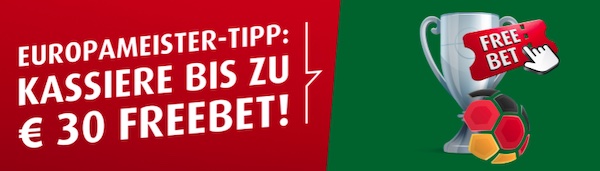 Tippe bei tipp3 auf deinen EM-Favoriten und kassiere eine 30€ Freiwette!