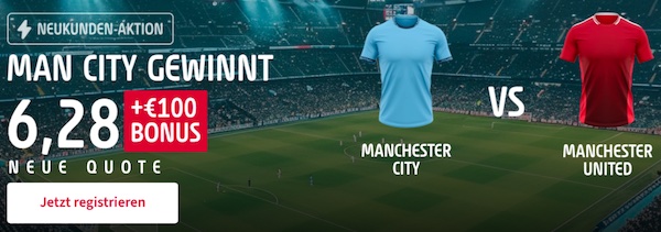 Man City vs. Man United - Tipico steigert die Quoten um 300%!