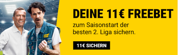 Interwetten verschenkt 11 Euro zum Start der neuen Saison der 2. Bundesliga