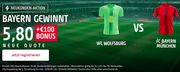 Starte bei Tipico mit 300% besseren Wolfsburg Bayern Quoten!